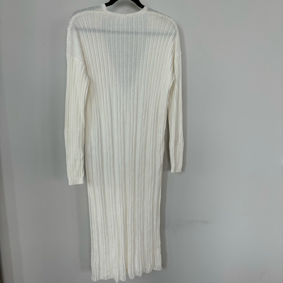 Free People Skinny Mini Ribbed Cream Duster Cardigan Sweater Size S - Picture 3 of 9
